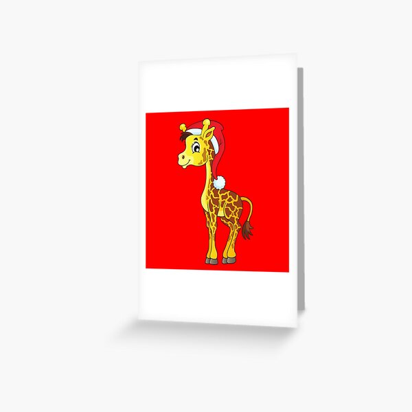 Giraffe Santa Hat Greeting Cards Redbubble - giraffe head wearing a santa hat roblox