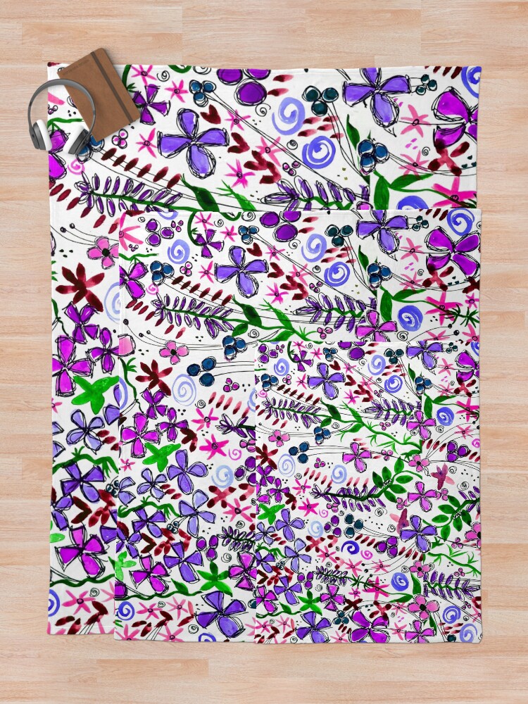 Thumbnail 5 of 6, Throw Blanket, Pixel Dance Purple designed and sold by HappigalArt.