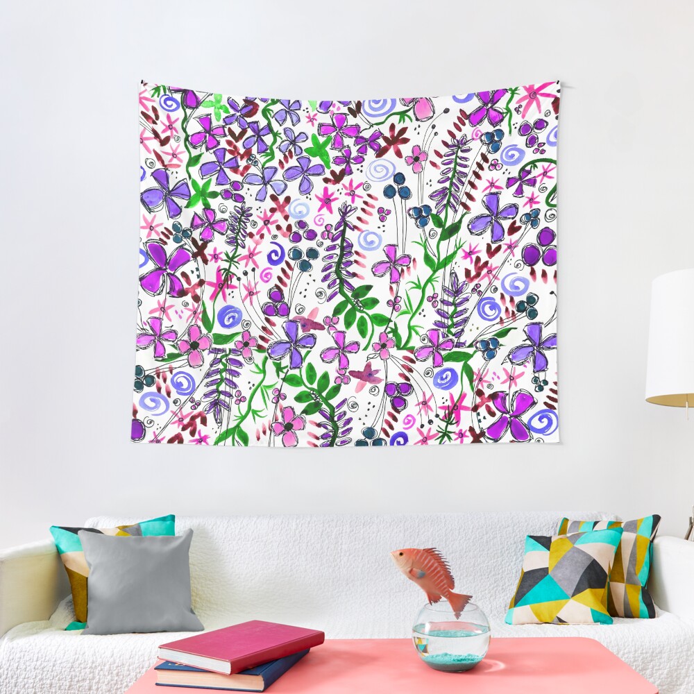 Pixel Dance Purple Tapestry