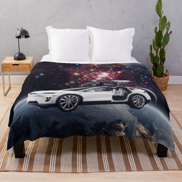 Tesla Universe Space Car Throw Blanket
