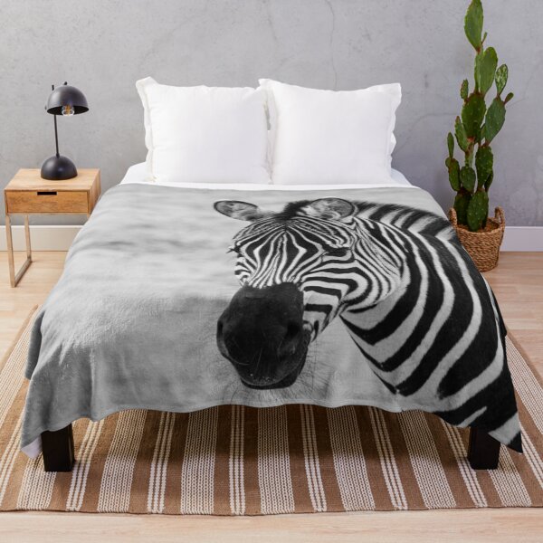 Zebra in Mono Throw Blanket
