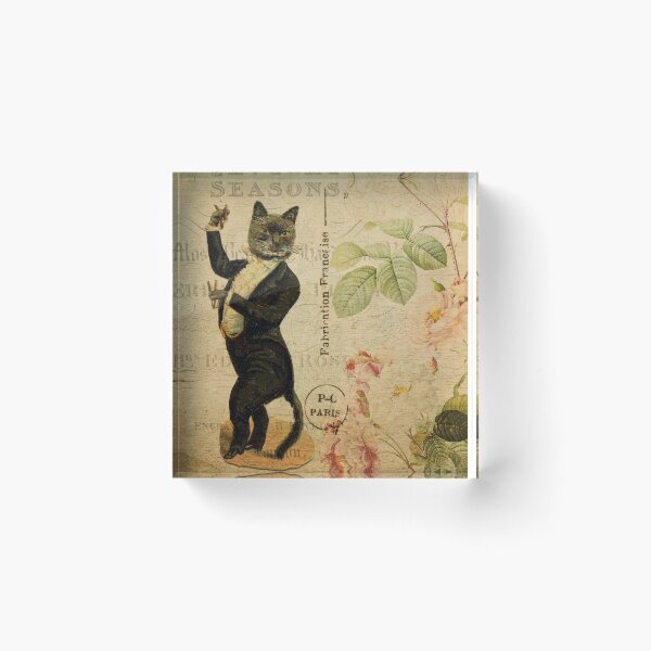 Item preview, Dinner Jacket Mr Cat Vintage Postcard Carte Postale Floral Shabby Chic Seasons designed and sold by WizardsWorld.