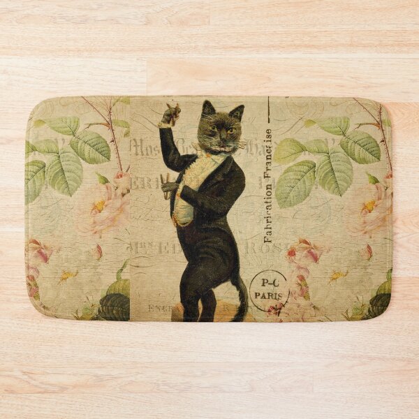 Item preview, Dinner Jacket Mr Cat Vintage Postcard Carte Postale Floral Shabby Chic Seasons designed and sold by WizardsWorld.