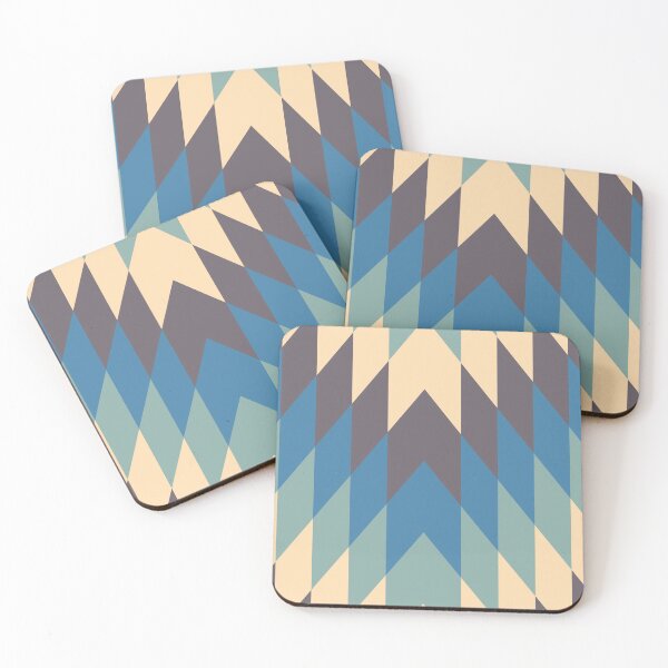 Item preview, Geometric Retro Cream Blue Turquoise Design designed and sold by justjonboy.