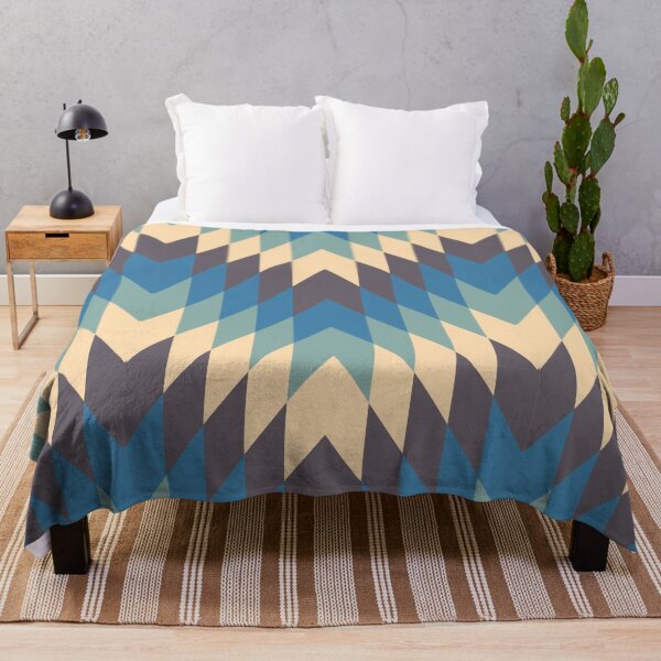 Item preview, Geometric Retro Cream Blue Turquoise Design designed and sold by justjonboy.