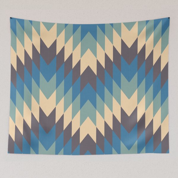 Item preview, Geometric Retro Cream Blue Turquoise Design designed and sold by justjonboy.