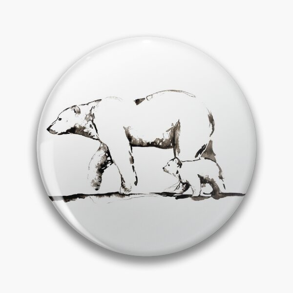 Item preview, Ink Beautiful Polar Bear with Cub Wildlife Design - Protect our Planet designed and sold by Monica C. Webster.