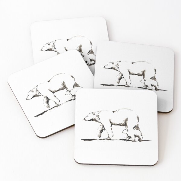 Item preview, Ink Beautiful Polar Bear with Cub Wildlife Design - Protect our Planet designed and sold by Monica C. Webster.