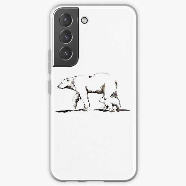 Ink Beautiful Polar Bear with Cub Wildlife Design - Protect our Planet Samsung Galaxy Soft Case