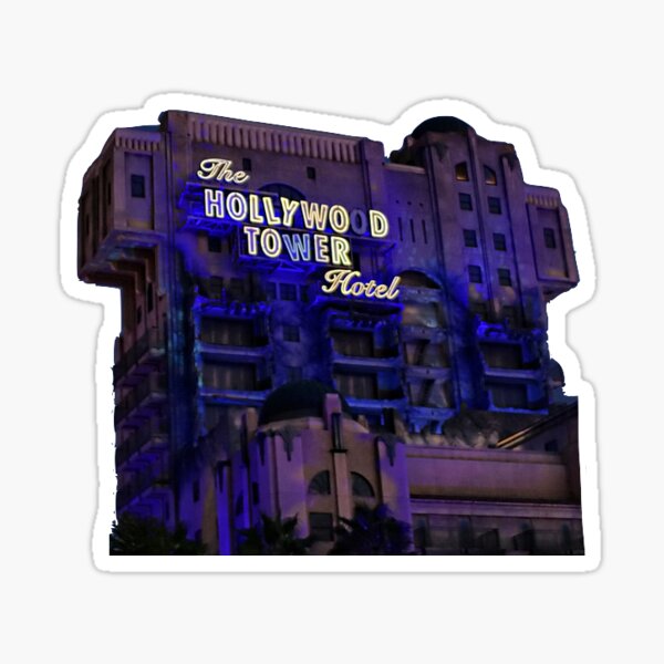 Artikel-Vorschau von Hollywood Tower Hotel Aufkleber # 1, designt und verkauft von Brooke’s Broadway Stickers.