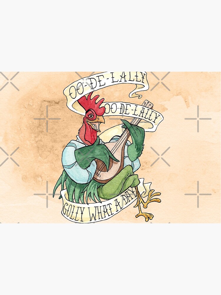 Alan-A-Dale Rooster : OO-De-Lally Golly What A Day Tattoo Watercolor Painting Robin Hood by Rvaya