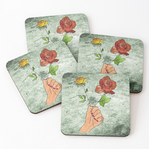 Item preview, Abstract fist holding flowers on a light green background. decorating, interiors designed and sold by jayne0524.