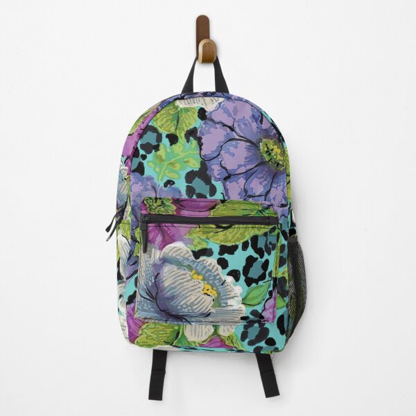Item preview, Purple and Lavender Batik Roses on Turquoise Leopard Ground designed and sold by Leslie Rogers Todder.