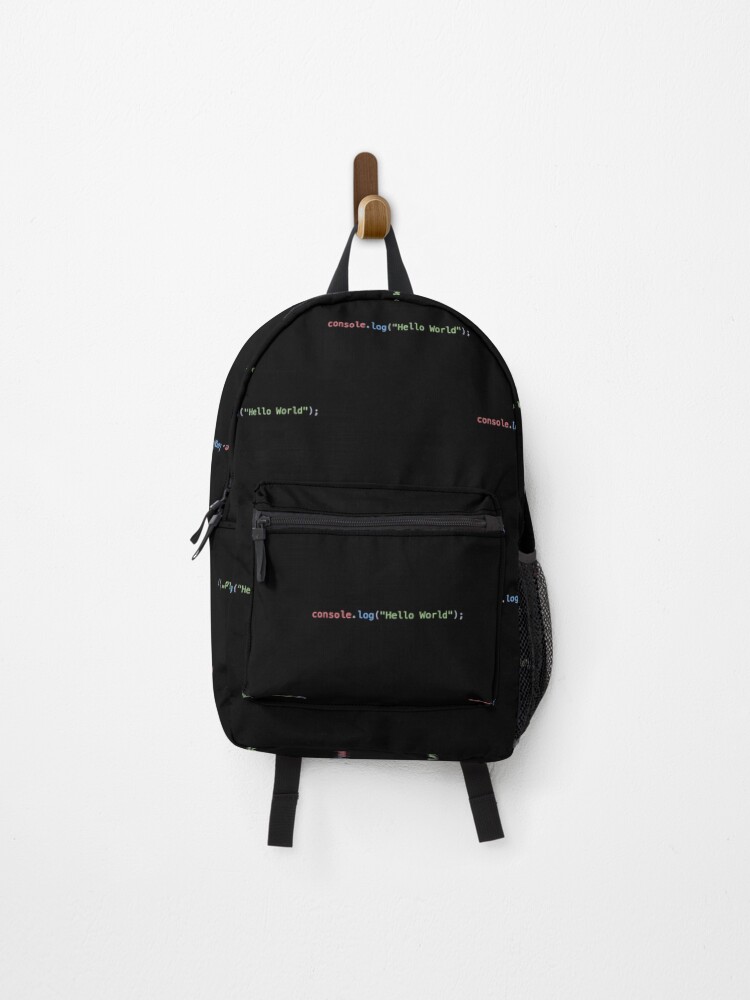 Thumbnail 1 of 3, Backpack, Hello World Javascript designed and sold by BalfrogClothing.