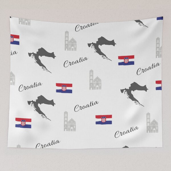 Item preview, Croatia Map Flag Montage designed and sold by Traveledesigns.