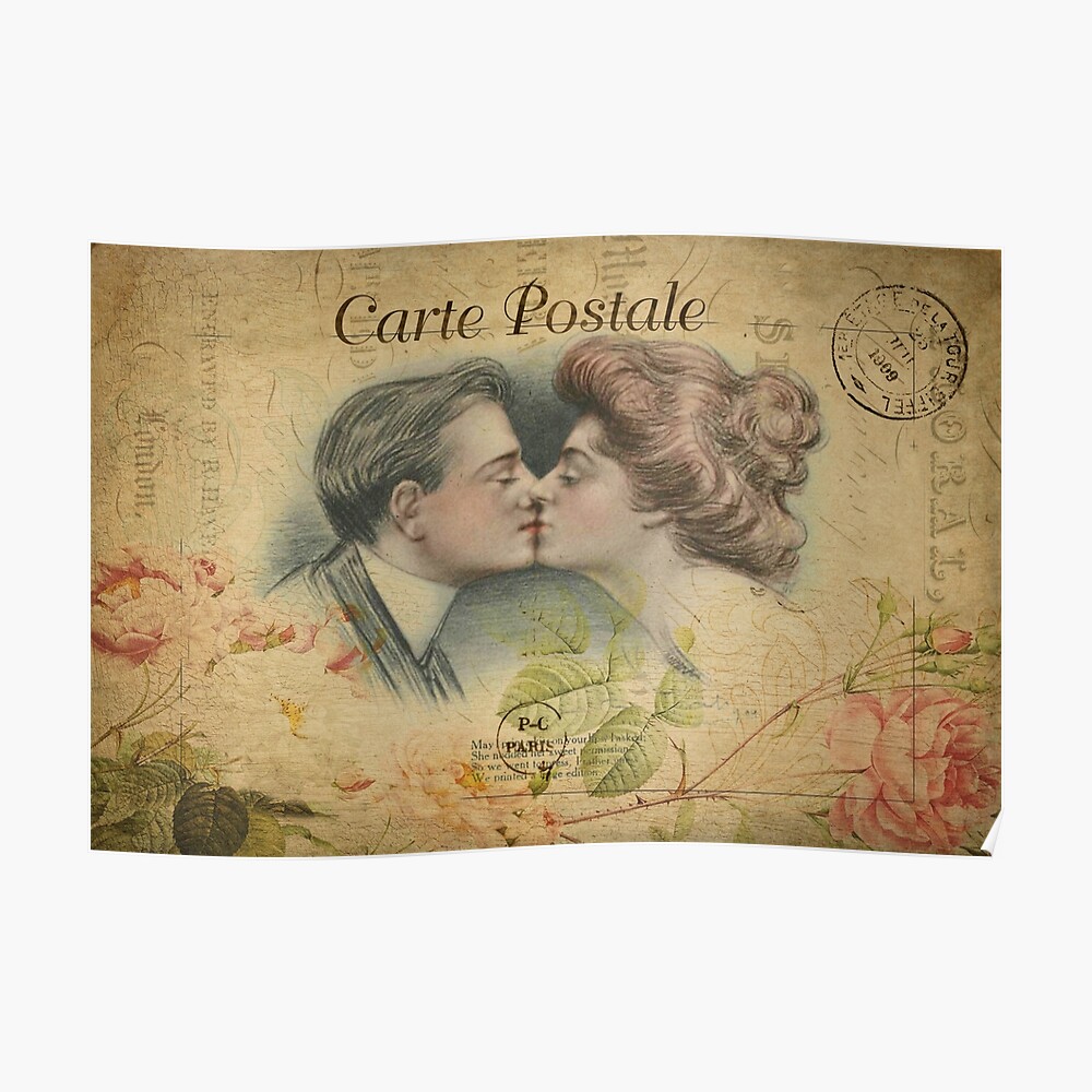 Valentine Love Vintage Postcard Carte Postale Floral Shabby Chic Seasons Mask By Wizardsworld Redbubble