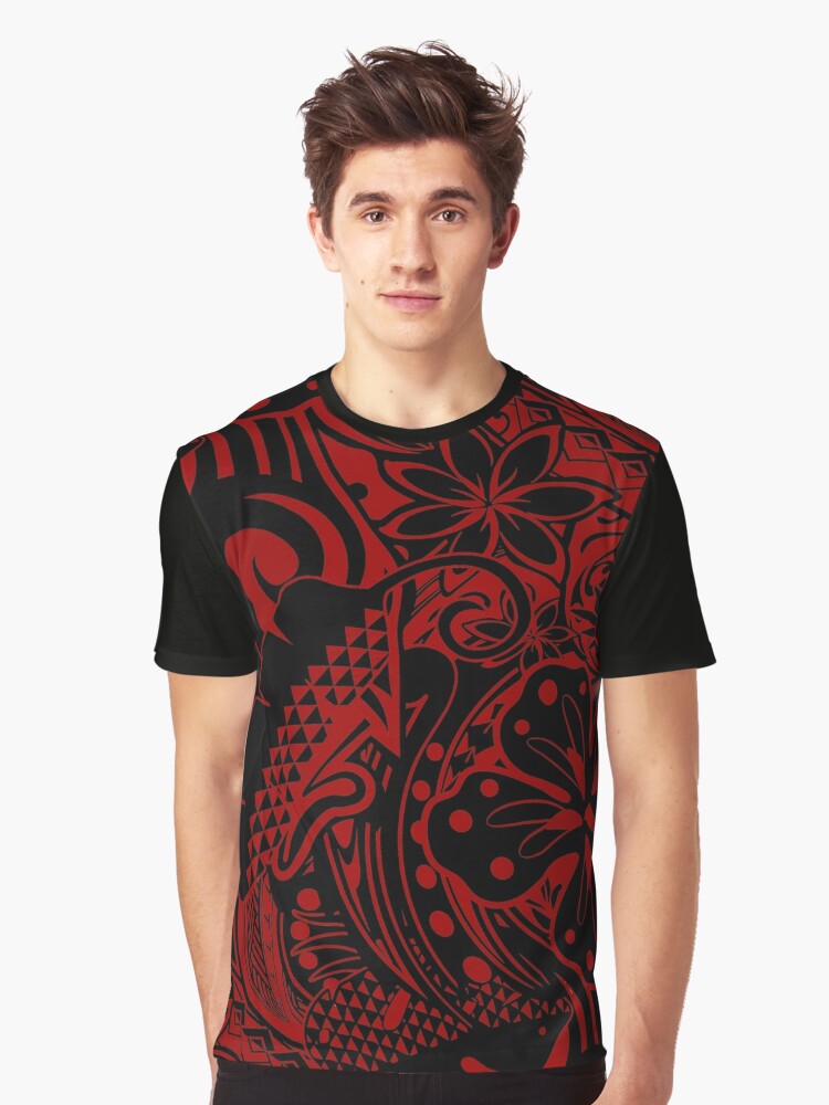 Lava Red and Black Hawaiian shirt