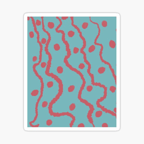Turquoise And Pink Dots And Squiggly Lines Sticker