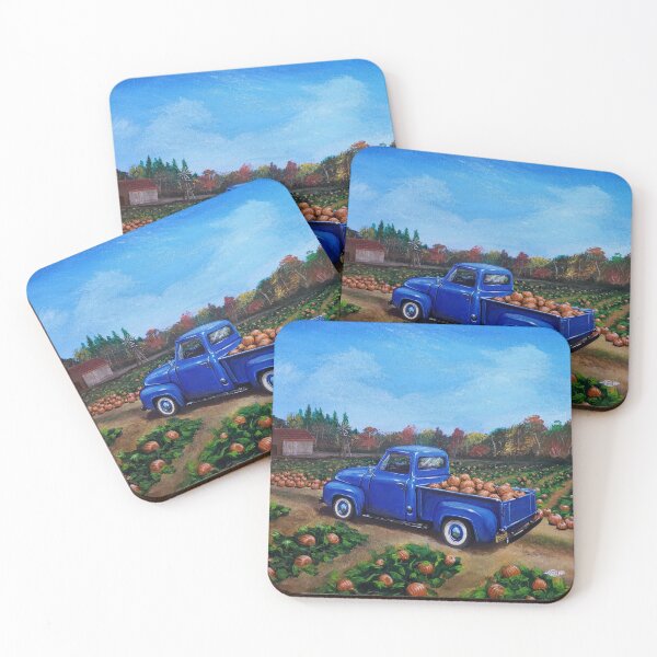 Item preview, Blue Truck in a Pumpkin Patch  designed and sold by artistmind7.