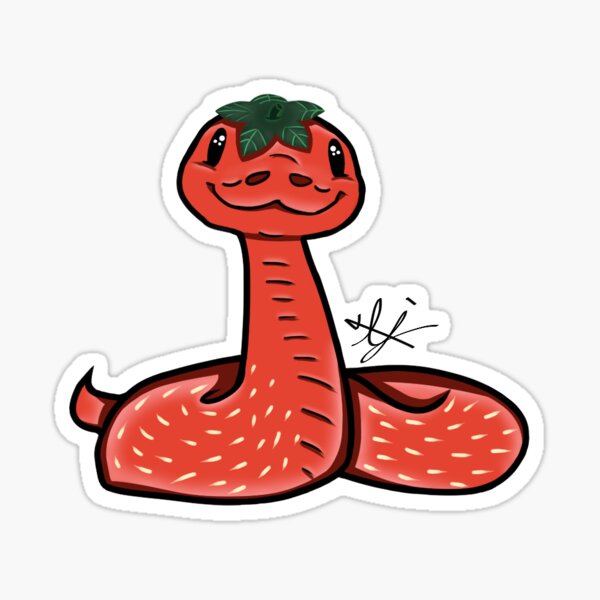 "Strawberry Snake" Sticker by BeaniesArt Redbubble