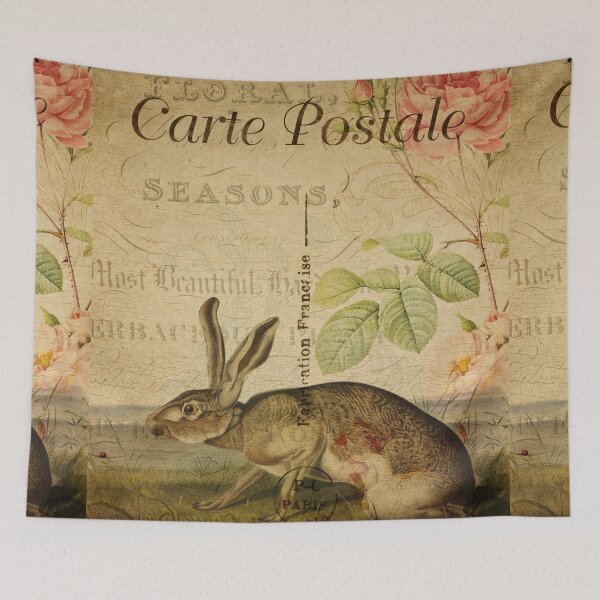 Item preview, The Hare Vintage Postcard Carte Postale Floral Shabby Chic Seasons designed and sold by WizardsWorld.