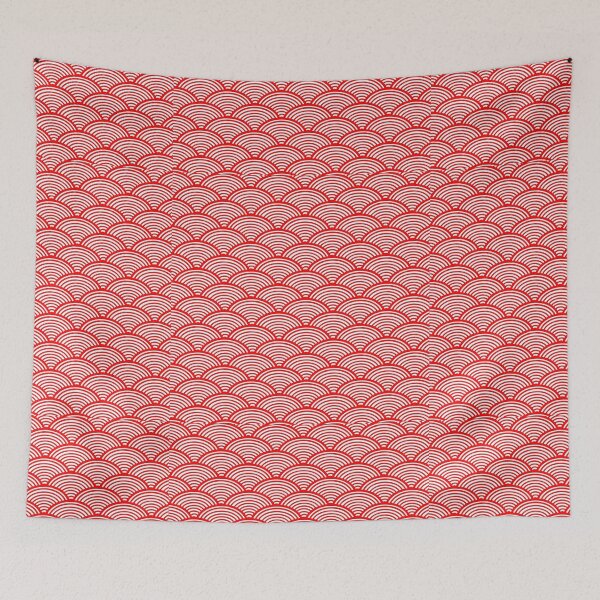 Item preview, White red Traditional japanese chinese seigaiha ocean wave pattern  designed and sold by azolo.