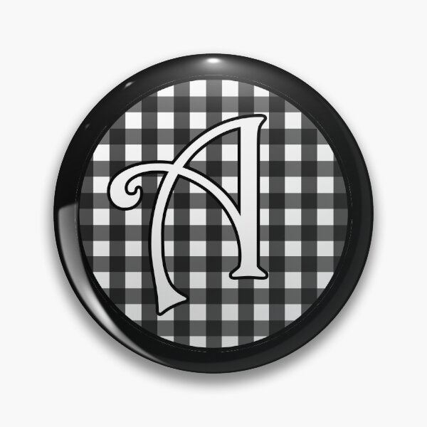 Item preview, Letter 'A' Black and White Gingham Circle Monogram designed and sold by Bumblefuzzies.
