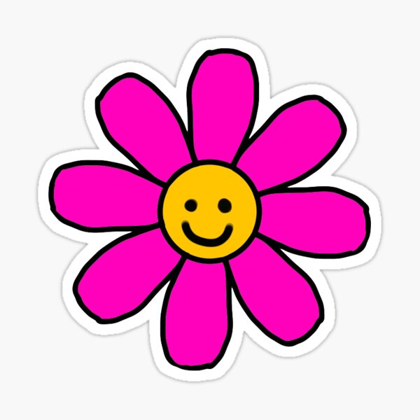 Blue Flower Power Vinyl Sticker, Smiley Flower Sticker, Smiley Face St –  Retrophiliac