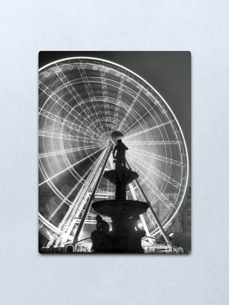 Alternate view of The 'Budapest Eye' overlooking Danubius Fountain in Erzsebet Square Metal Print