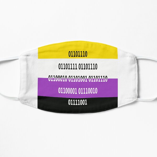 'NONBINARY' in Binary Code on Non-Binary Flag Flat Mask