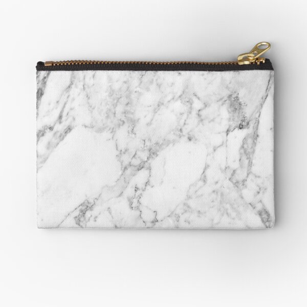 White Marble Print Zipper Pouch