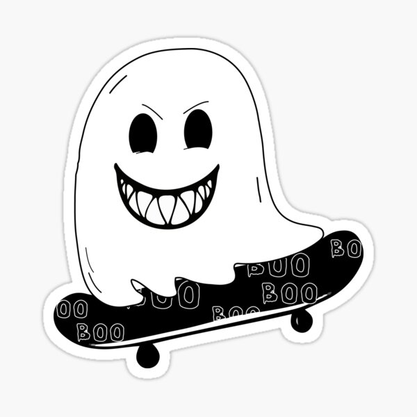 “Skateboarding Ghost” Sticker by ChairHog | Redbubble