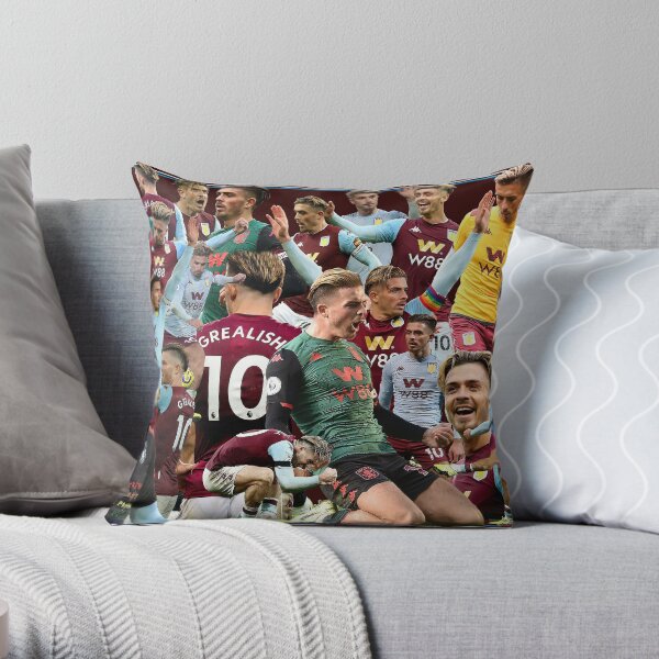 aston villa football club legends prints posters squad jack grealish collage Throw Pillow