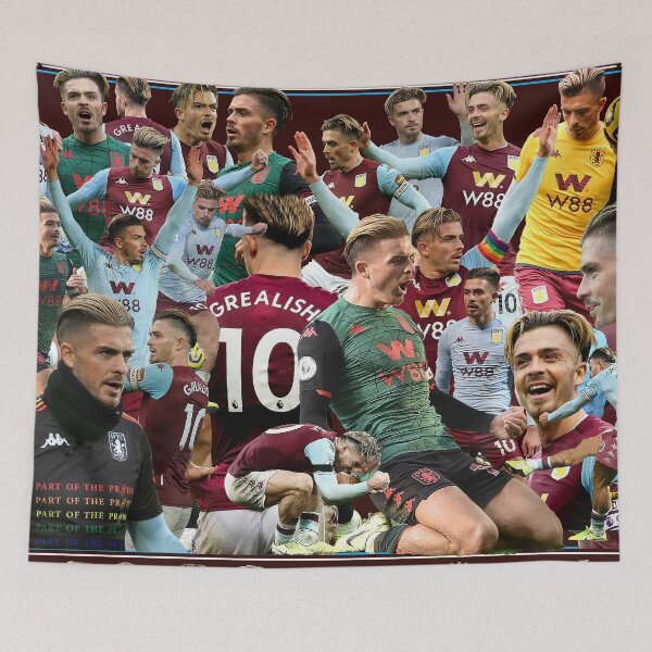 Item preview, aston villa football club legends prints posters squad jack grealish collage designed and sold by madein1874.
