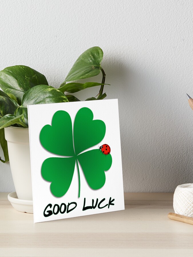 Good Luck - Four Leaf Clover with Ladybug Art Board Print for