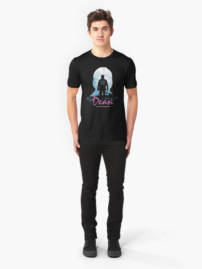 Alternate view of I Hunt, Therefore I Am (Dean - Supernatural & Drive) Slim Fit T-Shirt