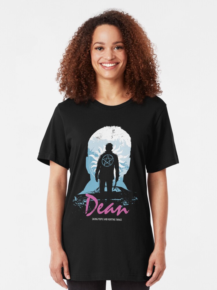 Alternate view of I Hunt, Therefore I Am (Dean - Supernatural & Drive) Slim Fit T-Shirt