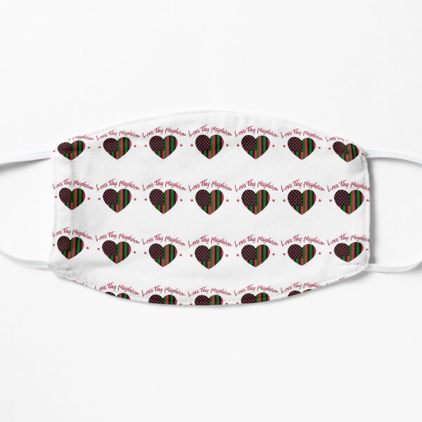 Love Thy Neighbor Red, black Green Flat Mask