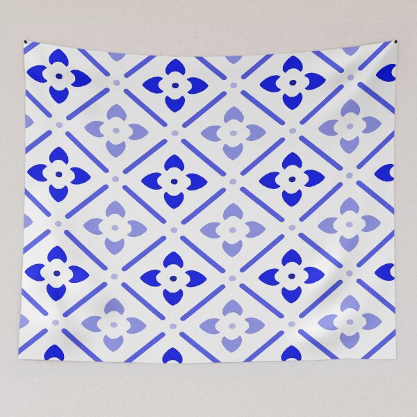 Item preview, blue flower tile pattern designed and sold by eevee135.