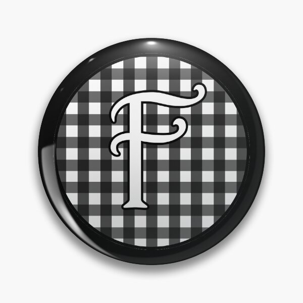 Item preview, Letter 'F' Black and White Gingham Circle Monogram designed and sold by Bumblefuzzies.