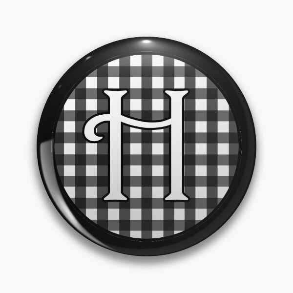 Item preview, Letter 'H' Black and White Gingham Circle Monogram designed and sold by Bumblefuzzies.