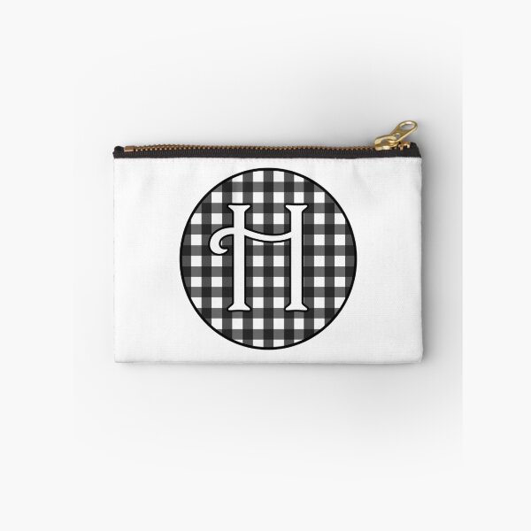 Item preview, Letter 'H' Black and White Gingham Circle Monogram designed and sold by Bumblefuzzies.