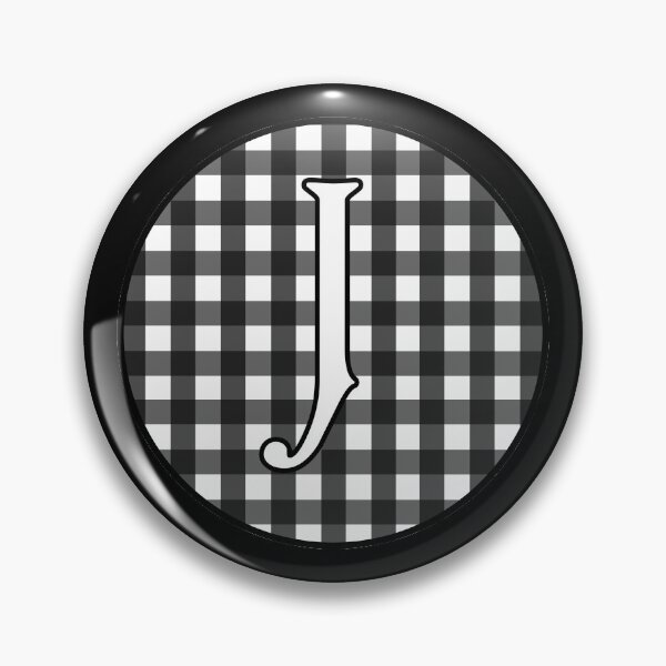 Item preview, Letter 'J' Black and White Gingham Circle Monogram designed and sold by Bumblefuzzies.