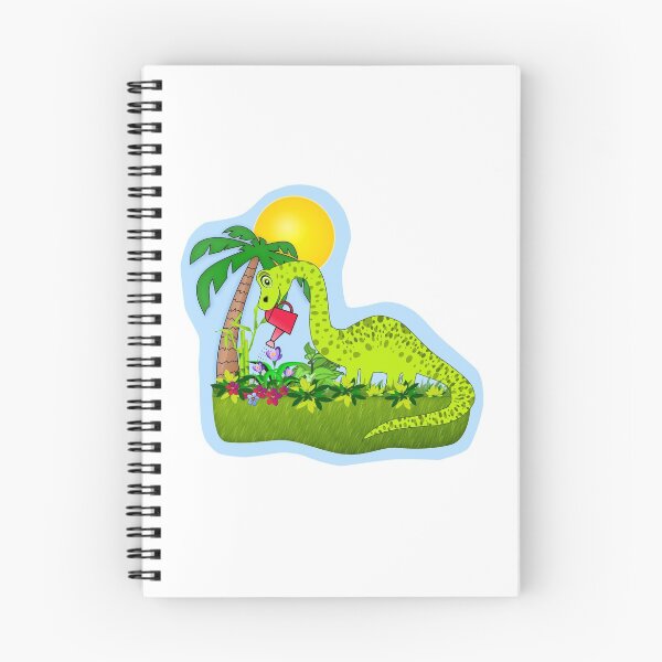 Item preview, Cute Decal of a Gardening Dinosaur Watering the Flowers Illustration designed and sold by StickerArtwork.