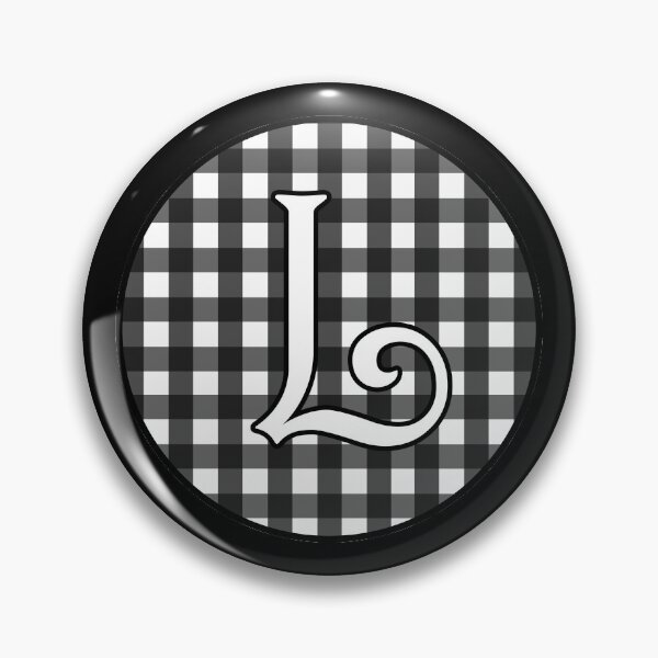 Item preview, Letter 'L' Black and White Gingham Circle Monogram designed and sold by Bumblefuzzies.