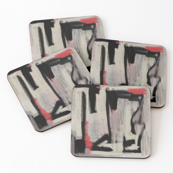 Item preview, Beige, Black and Red Grunge Abstract with Thick Lines designed and sold by Taryn Stener.