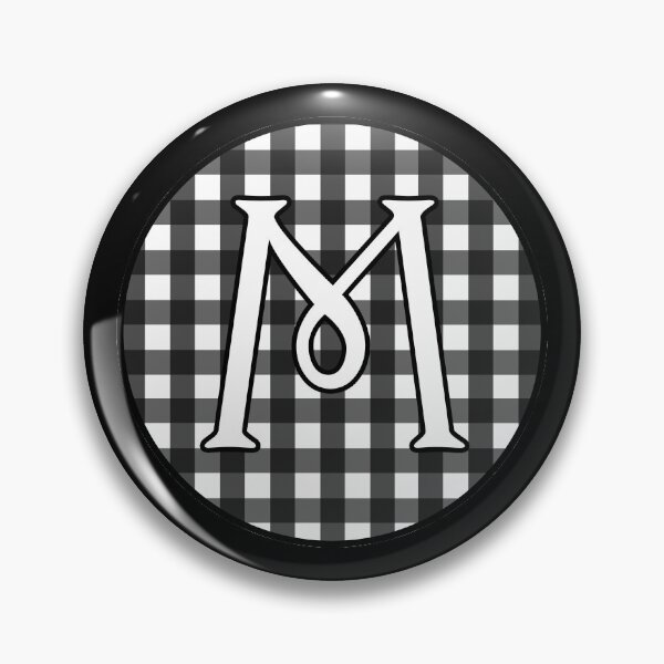 Item preview, Letter 'M' Black and White Gingham Circle Monogram designed and sold by Bumblefuzzies.