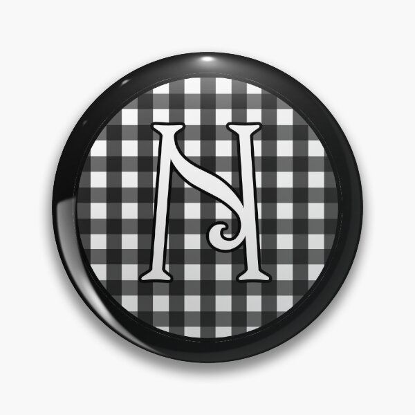 Item preview, Letter 'N' Black and White Gingham Circle Monogram designed and sold by Bumblefuzzies.