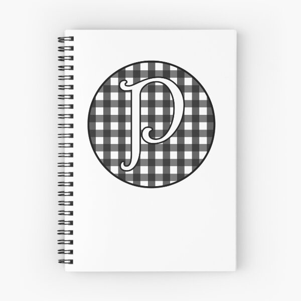 Aperçu de l'œuvre Lettre 'P' Monogramme cercle vichy noir et blanc créée et vendue par Bumblefuzzies.