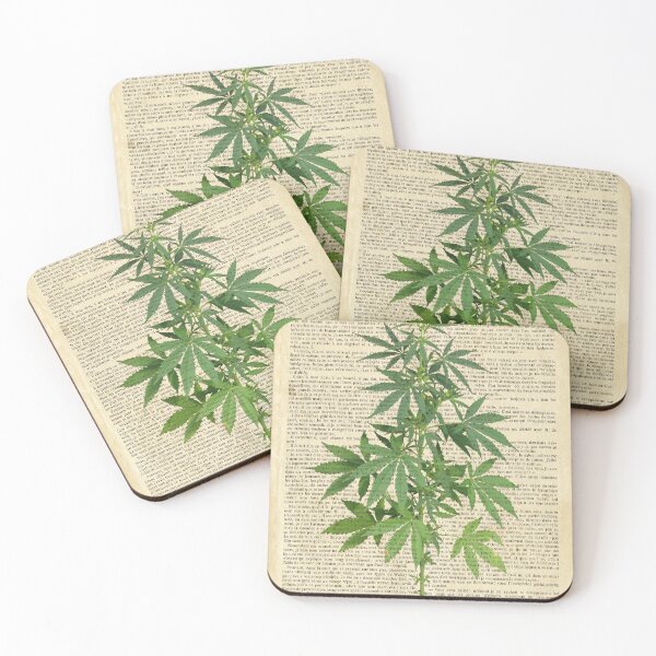 Item preview, Botanical print, on old book page - cannabis designed and sold by Red Witch Art.